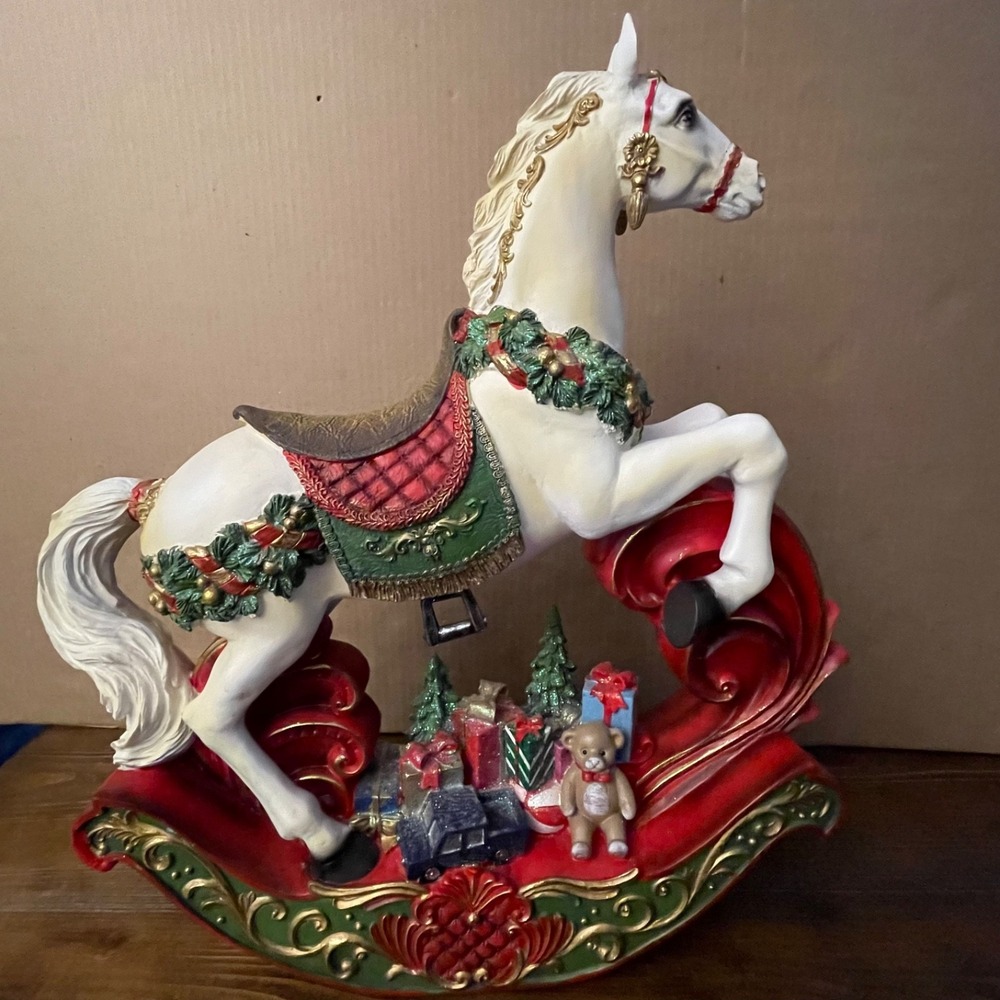 Regency International 20.5" Elegant Christmas Rocking Horse Figurine Resin